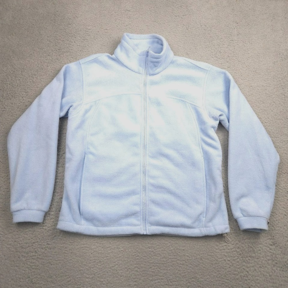 Columbia Fleece Jacket Full Zip Womens L Light Blue Core Interchange Polyester